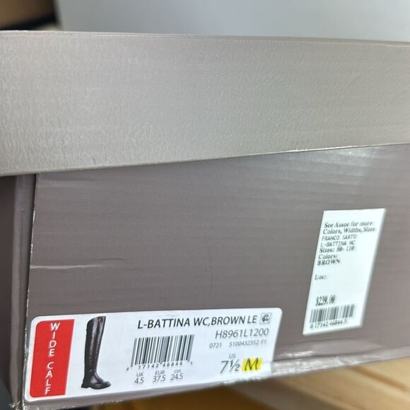 SARTO by Franco Sarto Battina Wide Calf Leather Knee High Boots- Brown- 7.5 M - Picture 9 of 9